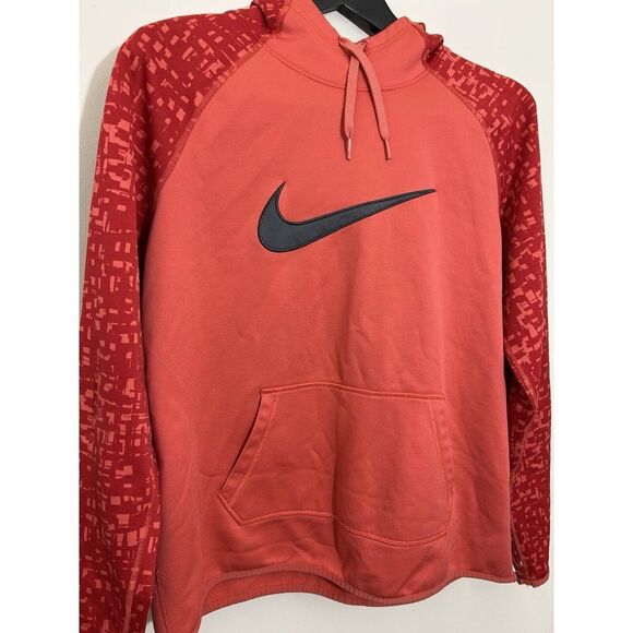 Nike Dri-Fit Hoodie Sweatshirt Women's Thumb Hole Cuffs Graphic Print Red Large - Picture 5 of 7